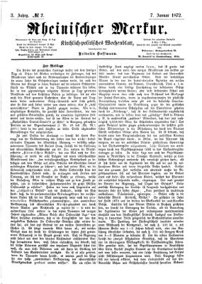 Rheinischer Merkur (Deutscher Merkur) Sonntag 7. Januar 1872