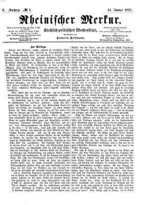 Rheinischer Merkur (Deutscher Merkur) Sonntag 14. Januar 1872