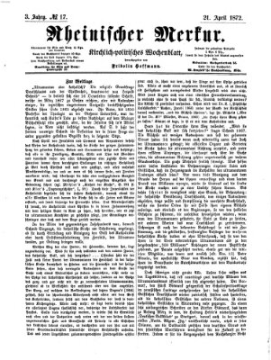 Rheinischer Merkur (Deutscher Merkur) Sonntag 21. April 1872