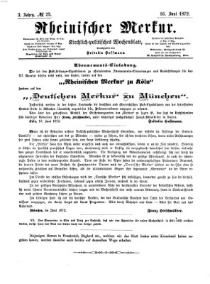 Rheinischer Merkur (Deutscher Merkur) Sonntag 16. Juni 1872