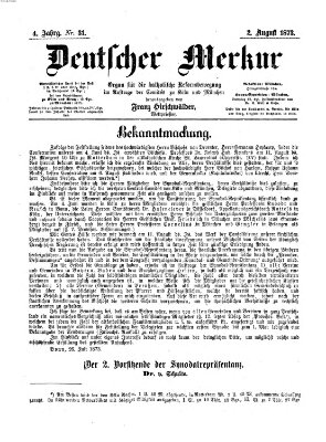 Deutscher Merkur Samstag 2. August 1873