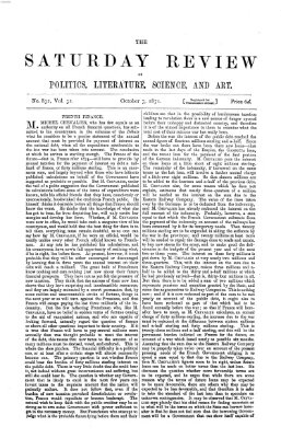 Saturday review Samstag 7. Oktober 1871