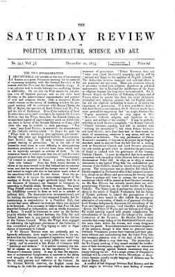 Saturday review Samstag 20. Dezember 1873