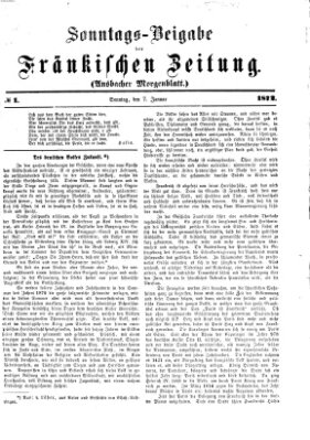 Fränkische Zeitung. Sonntags-Beigabe der Fränkischen Zeitung (Ansbacher Morgenblatt) (Ansbacher Morgenblatt) Sonntag 7. Januar 1872