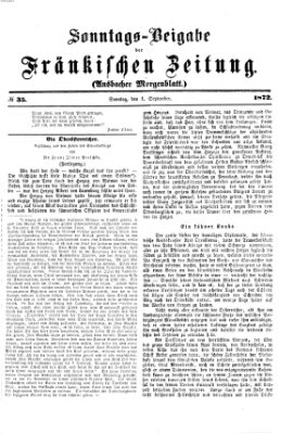 Fränkische Zeitung. Sonntags-Beigabe der Fränkischen Zeitung (Ansbacher Morgenblatt) (Ansbacher Morgenblatt) Sonntag 1. September 1872