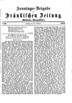 Fränkische Zeitung. Sonntags-Beigabe der Fränkischen Zeitung (Ansbacher Morgenblatt) (Ansbacher Morgenblatt) Sonntag 22. September 1872