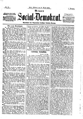 Neuer Social-Demokrat Mittwoch 27. August 1873