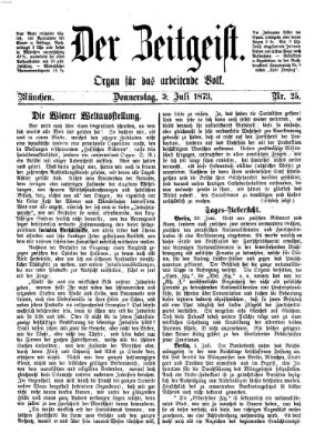 Der Zeitgeist Donnerstag 3. Juli 1873