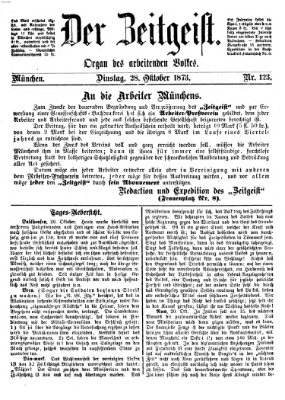 Der Zeitgeist Dienstag 28. Oktober 1873