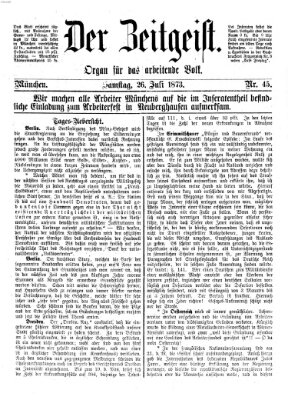 Der Zeitgeist Samstag 26. Juli 1873