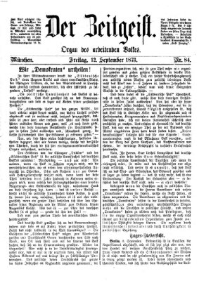 Der Zeitgeist Freitag 12. September 1873