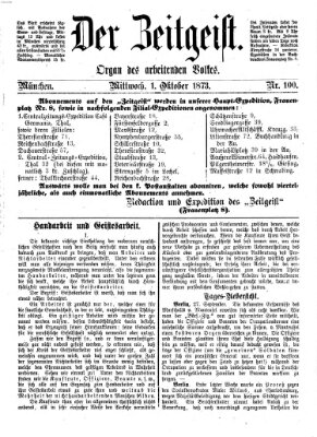 Der Zeitgeist Mittwoch 1. Oktober 1873