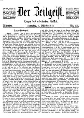 Der Zeitgeist Samstag 4. Oktober 1873