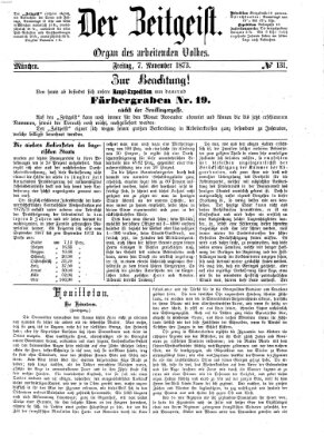 Der Zeitgeist Freitag 7. November 1873