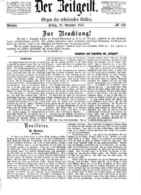 Der Zeitgeist Freitag 28. November 1873