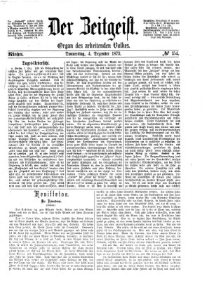 Der Zeitgeist Donnerstag 4. Dezember 1873