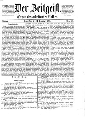 Der Zeitgeist Donnerstag 11. Dezember 1873