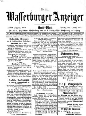 Wasserburger Anzeiger (Wasserburger Wochenblatt) Sonntag 17. März 1872