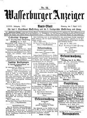 Wasserburger Anzeiger (Wasserburger Wochenblatt) Sonntag 7. April 1872