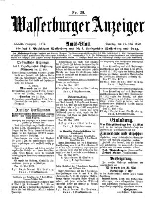 Wasserburger Anzeiger (Wasserburger Wochenblatt) Sonntag 19. Mai 1872