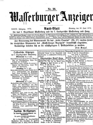 Wasserburger Anzeiger (Wasserburger Wochenblatt) Sonntag 30. Juni 1872