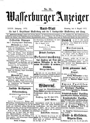 Wasserburger Anzeiger (Wasserburger Wochenblatt) Sonntag 4. August 1872