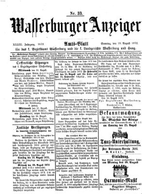 Wasserburger Anzeiger (Wasserburger Wochenblatt) Sonntag 18. August 1872