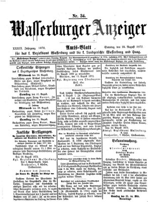 Wasserburger Anzeiger (Wasserburger Wochenblatt) Sonntag 25. August 1872