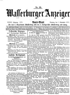 Wasserburger Anzeiger (Wasserburger Wochenblatt) Sonntag 1. September 1872