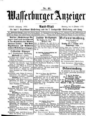 Wasserburger Anzeiger (Wasserburger Wochenblatt) Sonntag 6. Oktober 1872