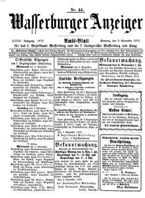 Wasserburger Anzeiger (Wasserburger Wochenblatt) Sonntag 3. November 1872