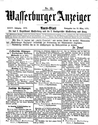 Wasserburger Anzeiger (Wasserburger Wochenblatt) Sonntag 23. März 1873