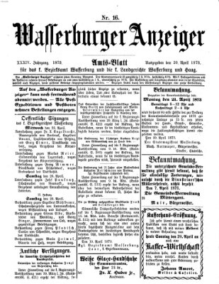 Wasserburger Anzeiger (Wasserburger Wochenblatt) Sonntag 20. April 1873