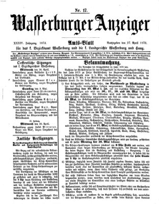 Wasserburger Anzeiger (Wasserburger Wochenblatt) Sonntag 27. April 1873