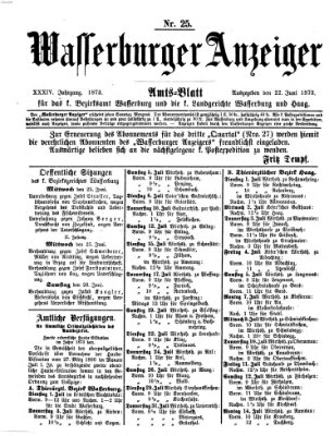 Wasserburger Anzeiger (Wasserburger Wochenblatt) Sonntag 22. Juni 1873