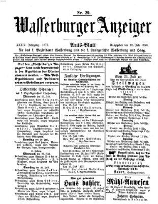 Wasserburger Anzeiger (Wasserburger Wochenblatt) Sonntag 20. Juli 1873