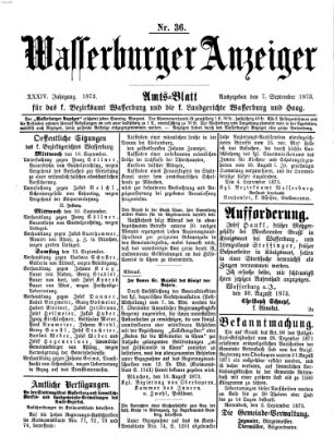 Wasserburger Anzeiger (Wasserburger Wochenblatt) Sonntag 7. September 1873