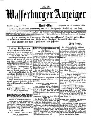 Wasserburger Anzeiger (Wasserburger Wochenblatt) Sonntag 21. September 1873