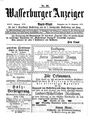 Wasserburger Anzeiger (Wasserburger Wochenblatt) Sonntag 28. September 1873