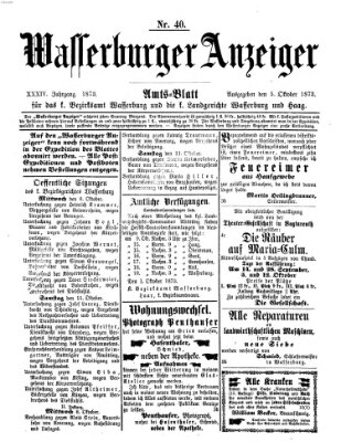 Wasserburger Anzeiger (Wasserburger Wochenblatt) Sonntag 5. Oktober 1873