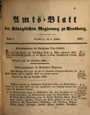 Amtsblatt für den Regierungsbezirk Arnsberg Samstag 2. Januar 1847