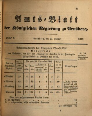 Amtsblatt für den Regierungsbezirk Arnsberg Samstag 23. Januar 1847