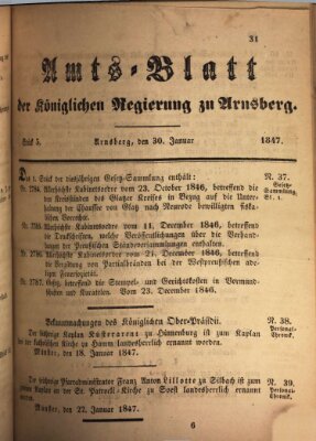 Amtsblatt für den Regierungsbezirk Arnsberg Samstag 30. Januar 1847