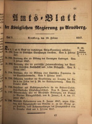 Amtsblatt für den Regierungsbezirk Arnsberg Samstag 20. Februar 1847