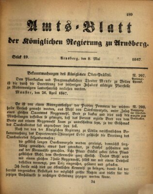 Amtsblatt für den Regierungsbezirk Arnsberg Samstag 8. Mai 1847