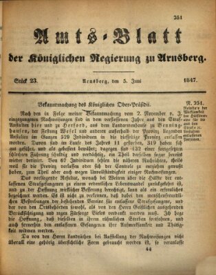 Amtsblatt für den Regierungsbezirk Arnsberg Samstag 5. Juni 1847