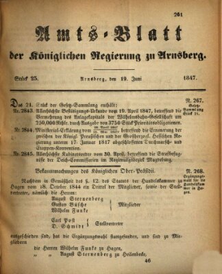 Amtsblatt für den Regierungsbezirk Arnsberg Samstag 19. Juni 1847