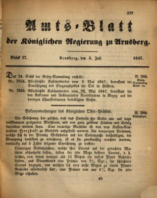 Amtsblatt für den Regierungsbezirk Arnsberg Samstag 3. Juli 1847