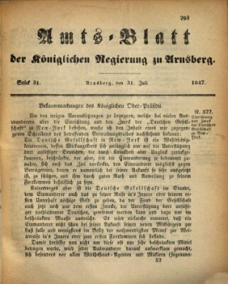 Amtsblatt für den Regierungsbezirk Arnsberg Samstag 31. Juli 1847