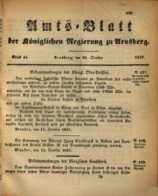 Amtsblatt für den Regierungsbezirk Arnsberg Samstag 30. Oktober 1847